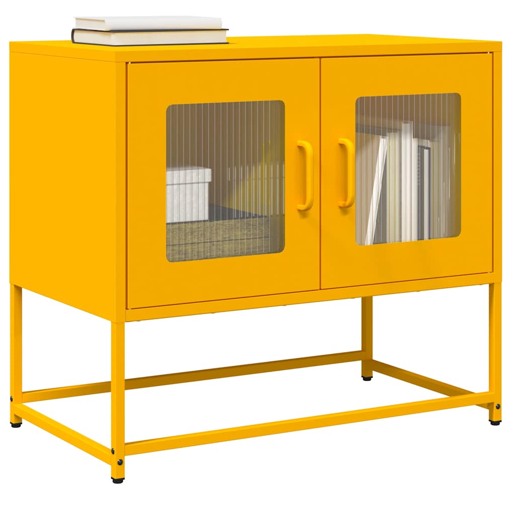 Meuble TV jaune moutarde 68x39x60,5 cm en acier laminé à froid