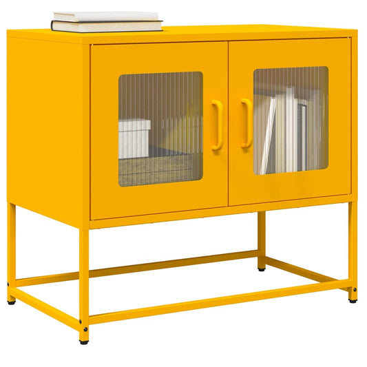 Meuble TV jaune moutarde 68x39x60,5 cm en acier laminé à froid