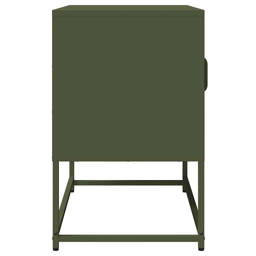Meuble TV vert olive 68x39x60,5 cm en acier laminé à froid