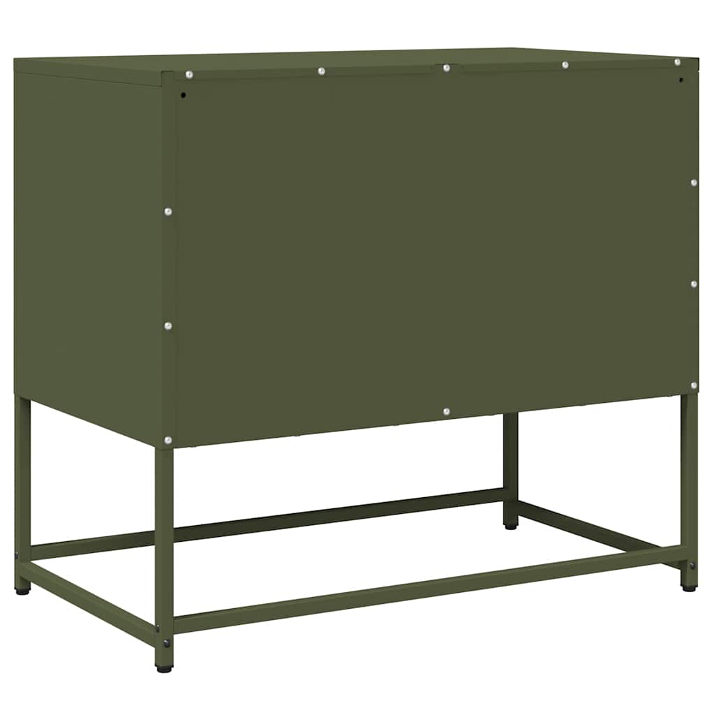 Meuble TV vert olive 68x39x60,5 cm en acier laminé à froid