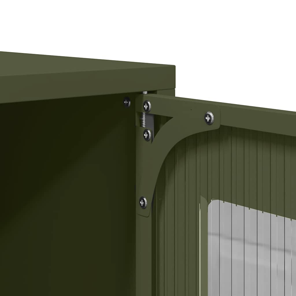 Meuble TV vert olive 68x39x60,5 cm en acier laminé à froid