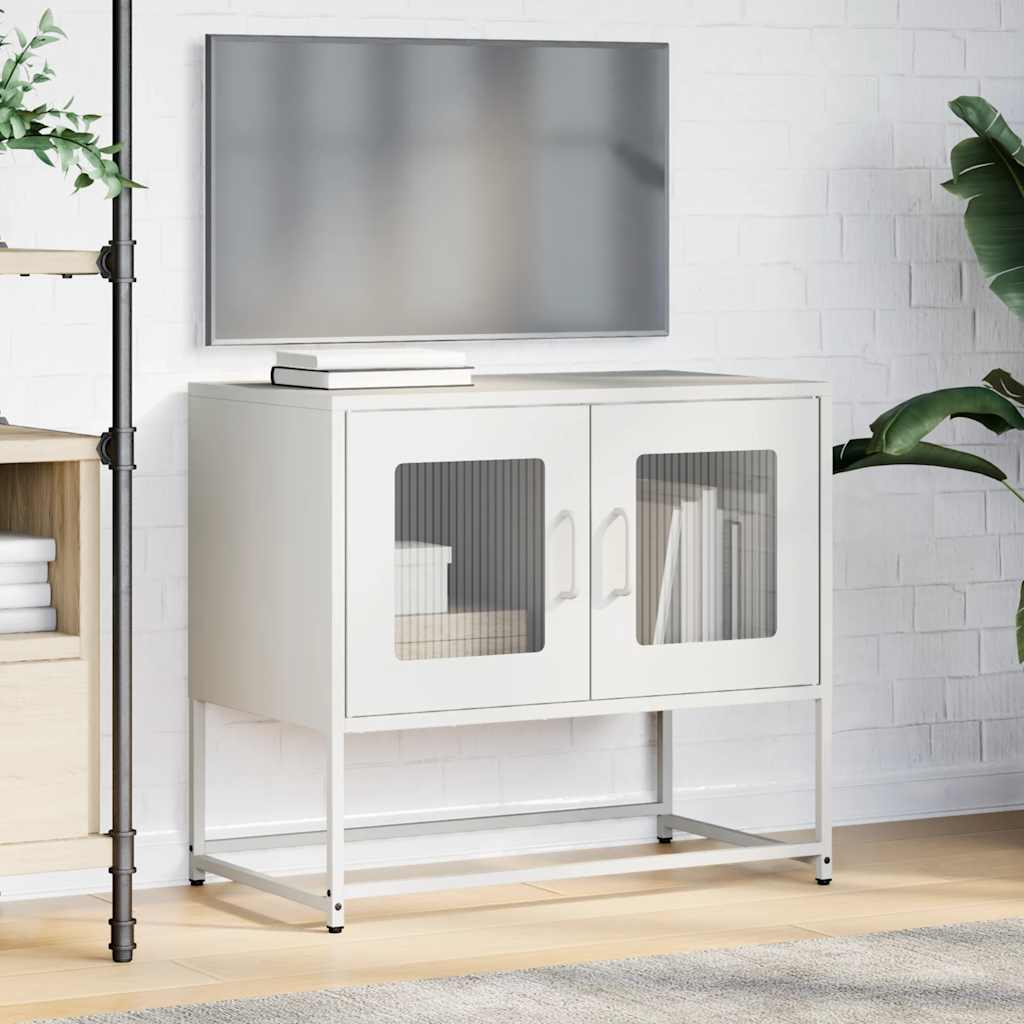 Meuble TV blanc 68x39x60,5 cm en acier laminé à froid