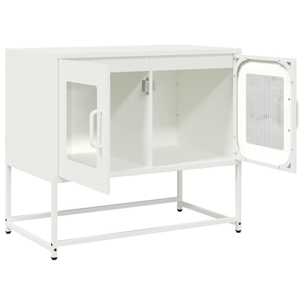 Meuble TV blanc 68x39x60,5 cm en acier laminé à froid