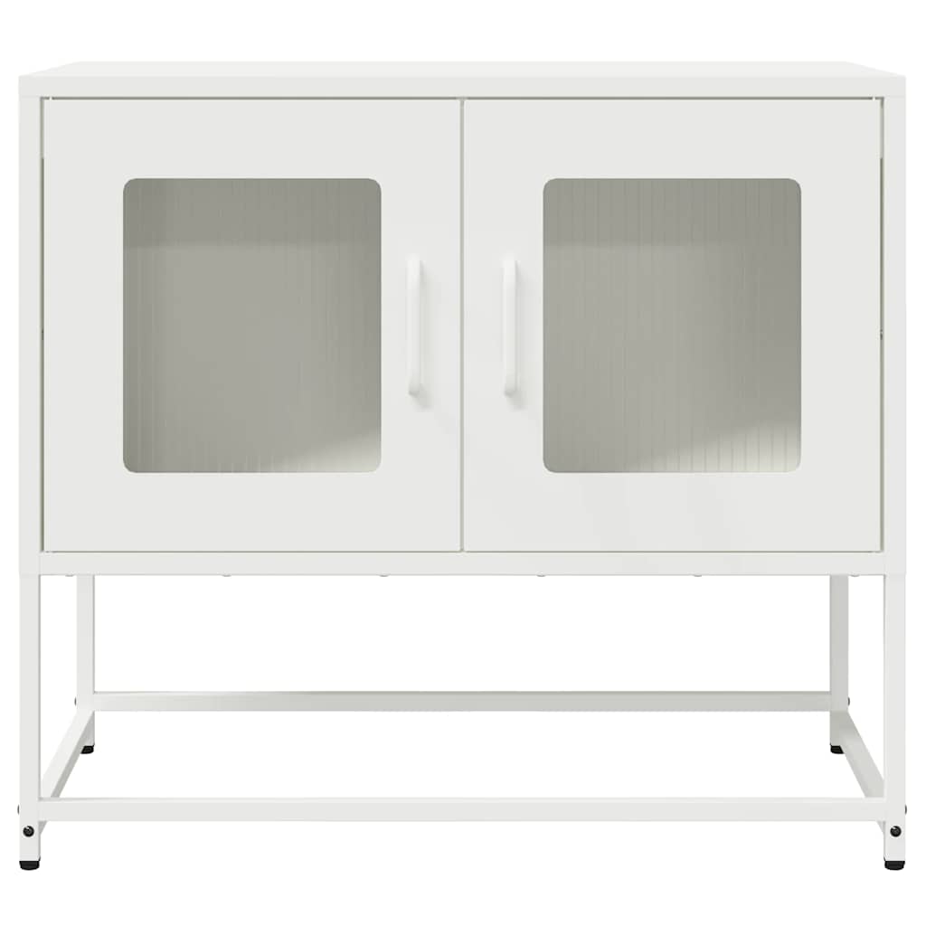 Meuble TV blanc 68x39x60,5 cm en acier laminé à froid