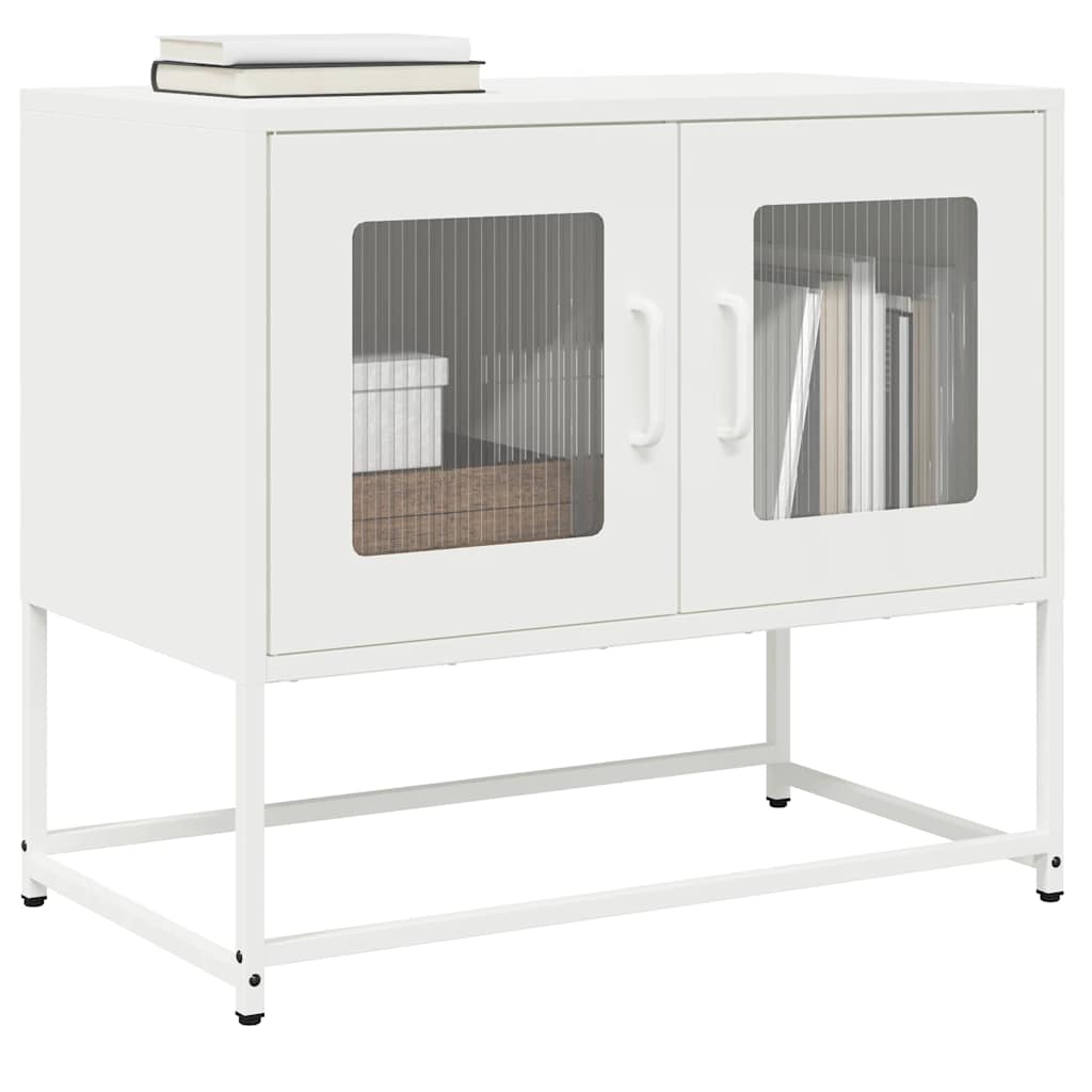 Meuble TV blanc 68x39x60,5 cm en acier laminé à froid