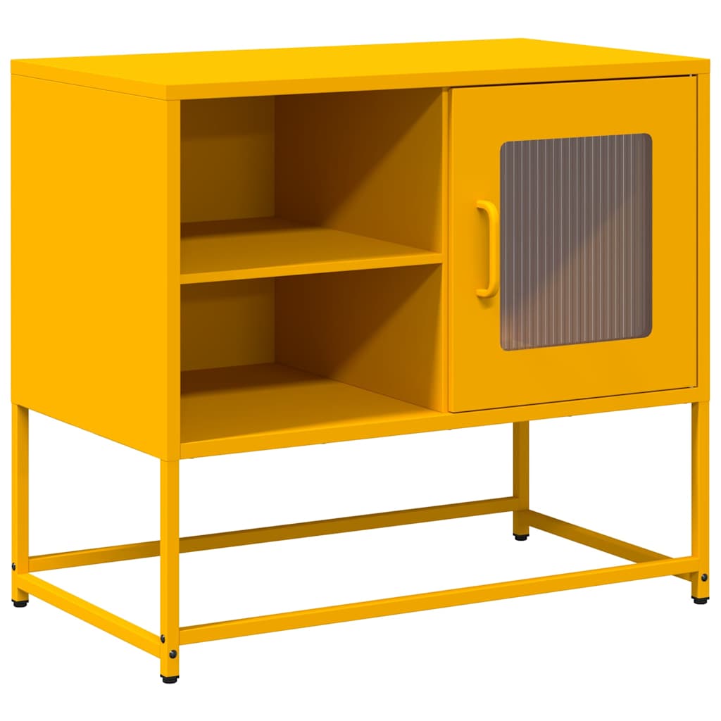 Meuble TV jaune moutarde 68x39x60,5 cm en acier