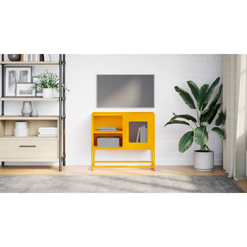 Meuble TV jaune moutarde 68x39x60,5 cm en acier