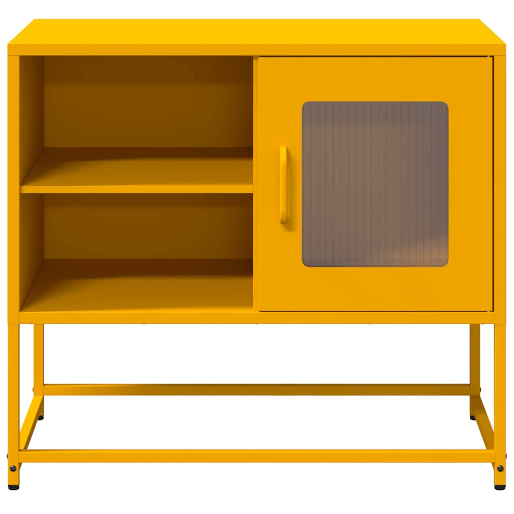 Meuble TV jaune moutarde 68x39x60,5 cm en acier