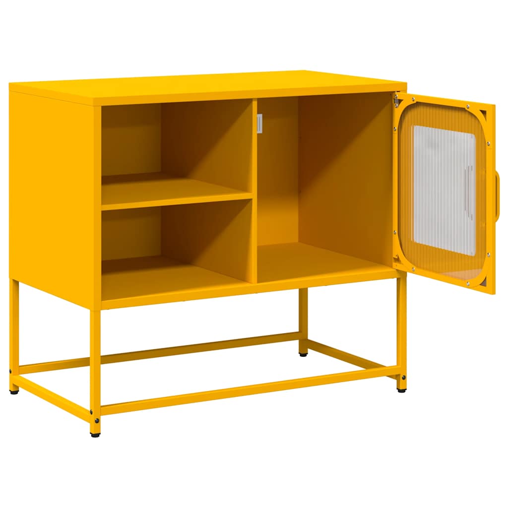 Meuble TV jaune moutarde 68x39x60,5 cm en acier
