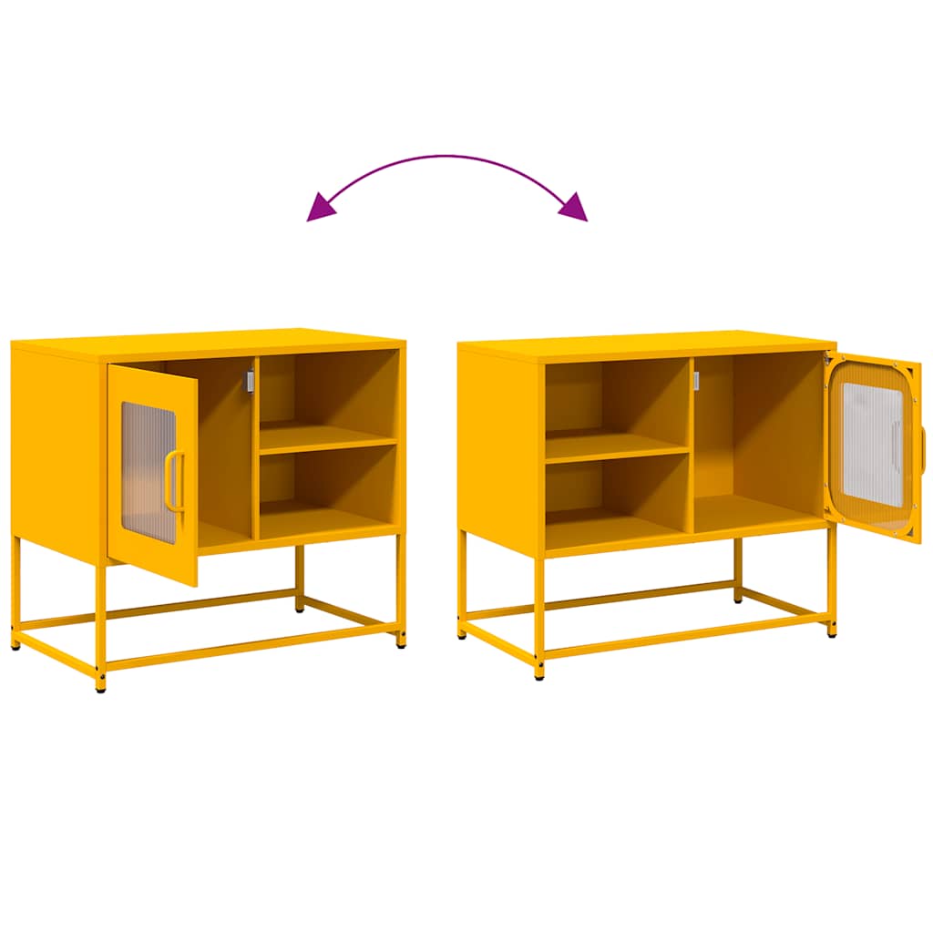 Meuble TV jaune moutarde 68x39x60,5 cm en acier