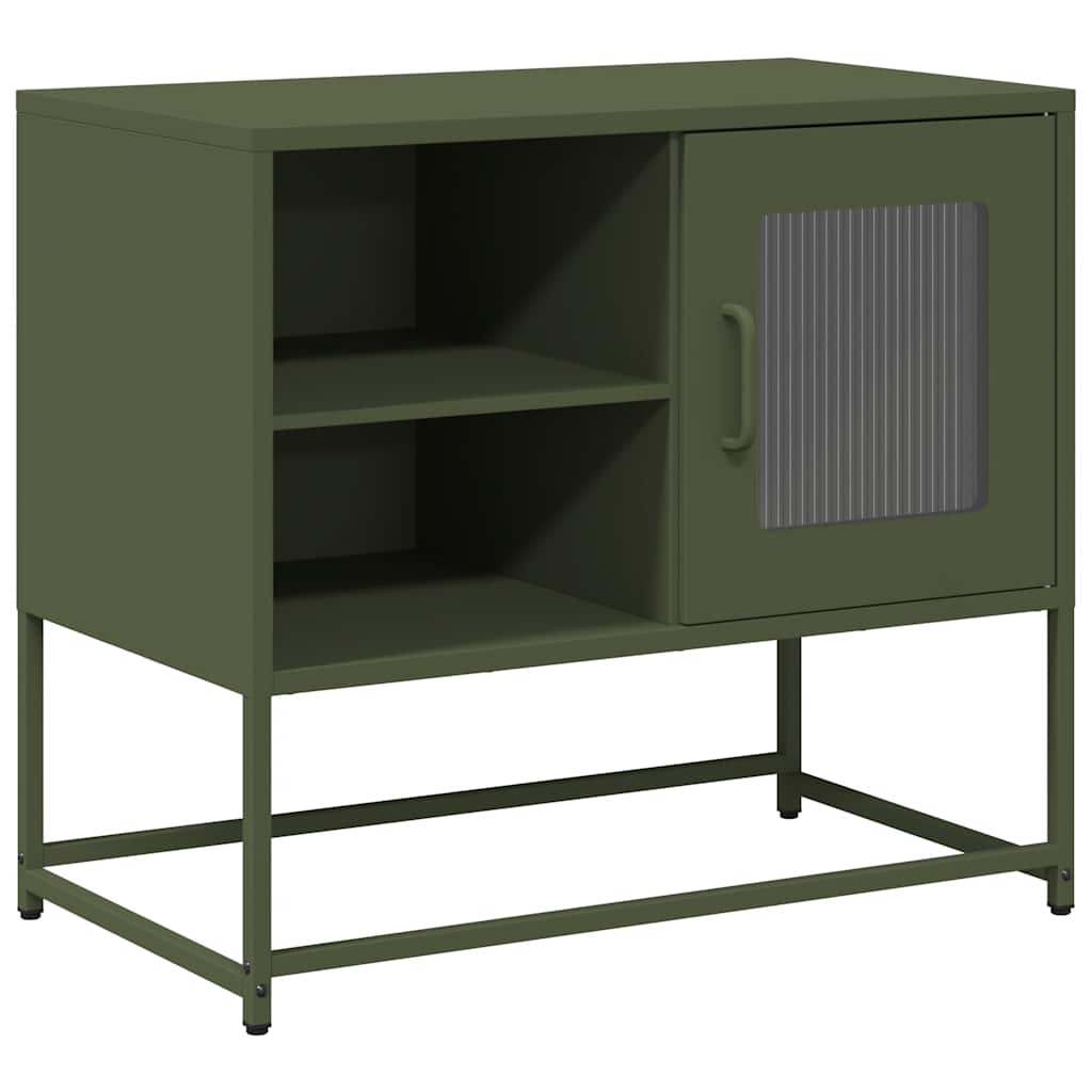Meuble TV vert olive 68x39x60,5 cm en acier