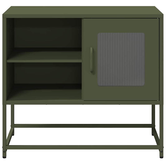 Meuble TV vert olive 68x39x60,5 cm en acier
