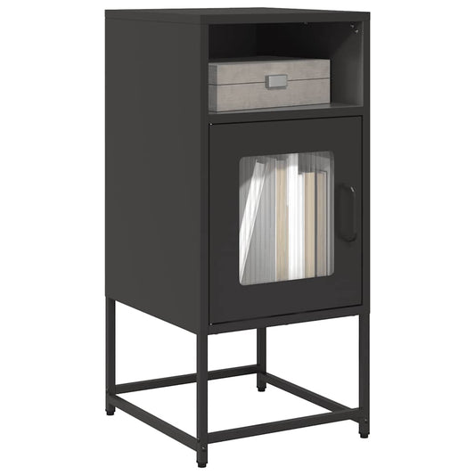 Bedside table black 36x39x78 cm cold-rolled steel