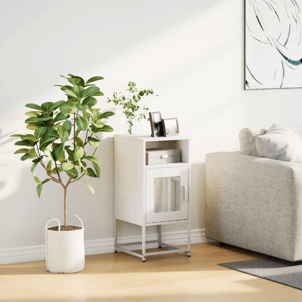 Bedside table white 36x39x78 cm cold-rolled steel