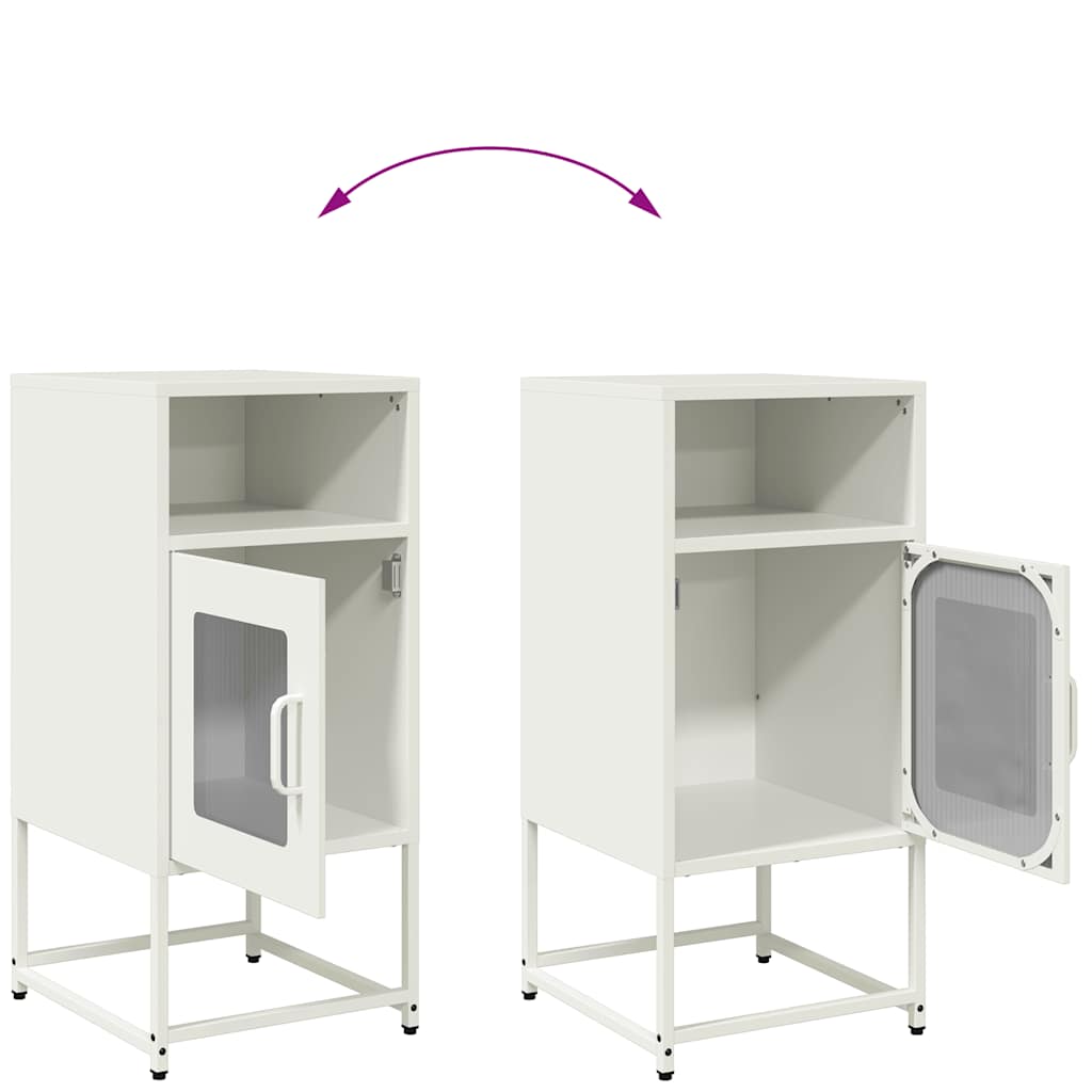 Bedside table white 36x39x78 cm cold-rolled steel
