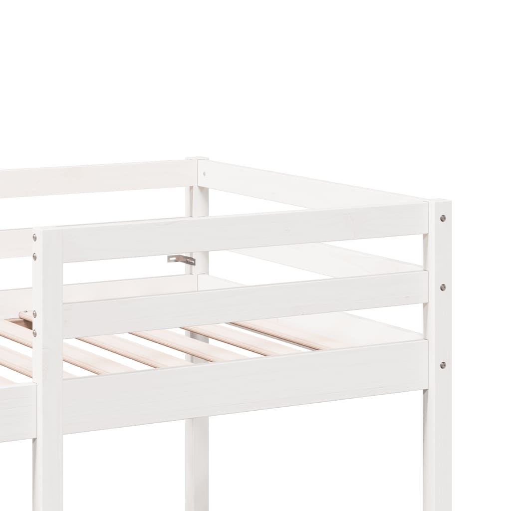 Hochbett mit Schreibtisch & Stühlen Weiß 90x190 cm Kiefernholz