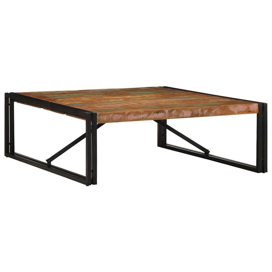 Table basse multicolore 100x100x35 cm bois de récupération bois massif