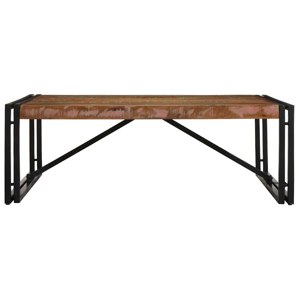 Table basse multicolore 100x100x35 cm bois de récupération bois massif
