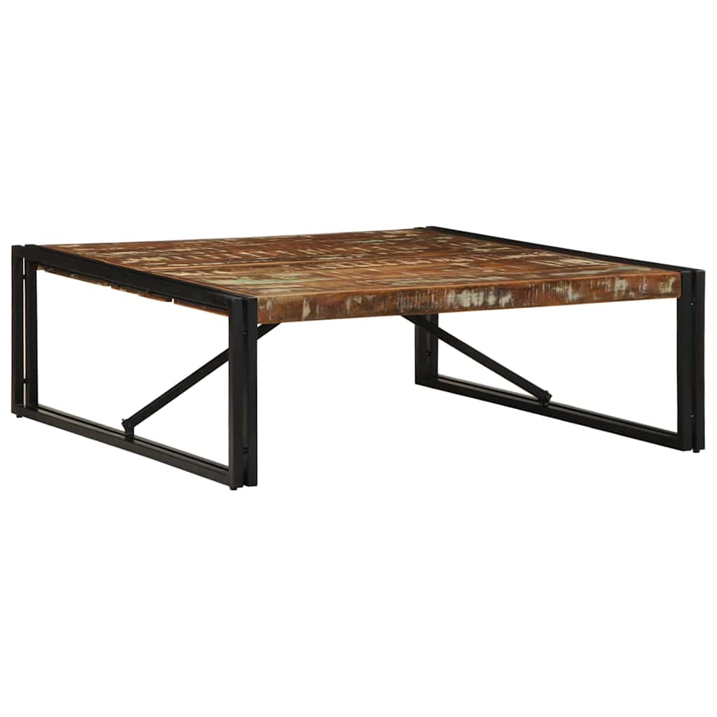 Table basse multicolore 100x100x35 cm bois de récupération bois massif