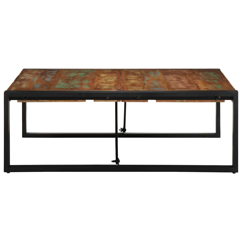 Table basse multicolore 100x100x35 cm bois de récupération bois massif