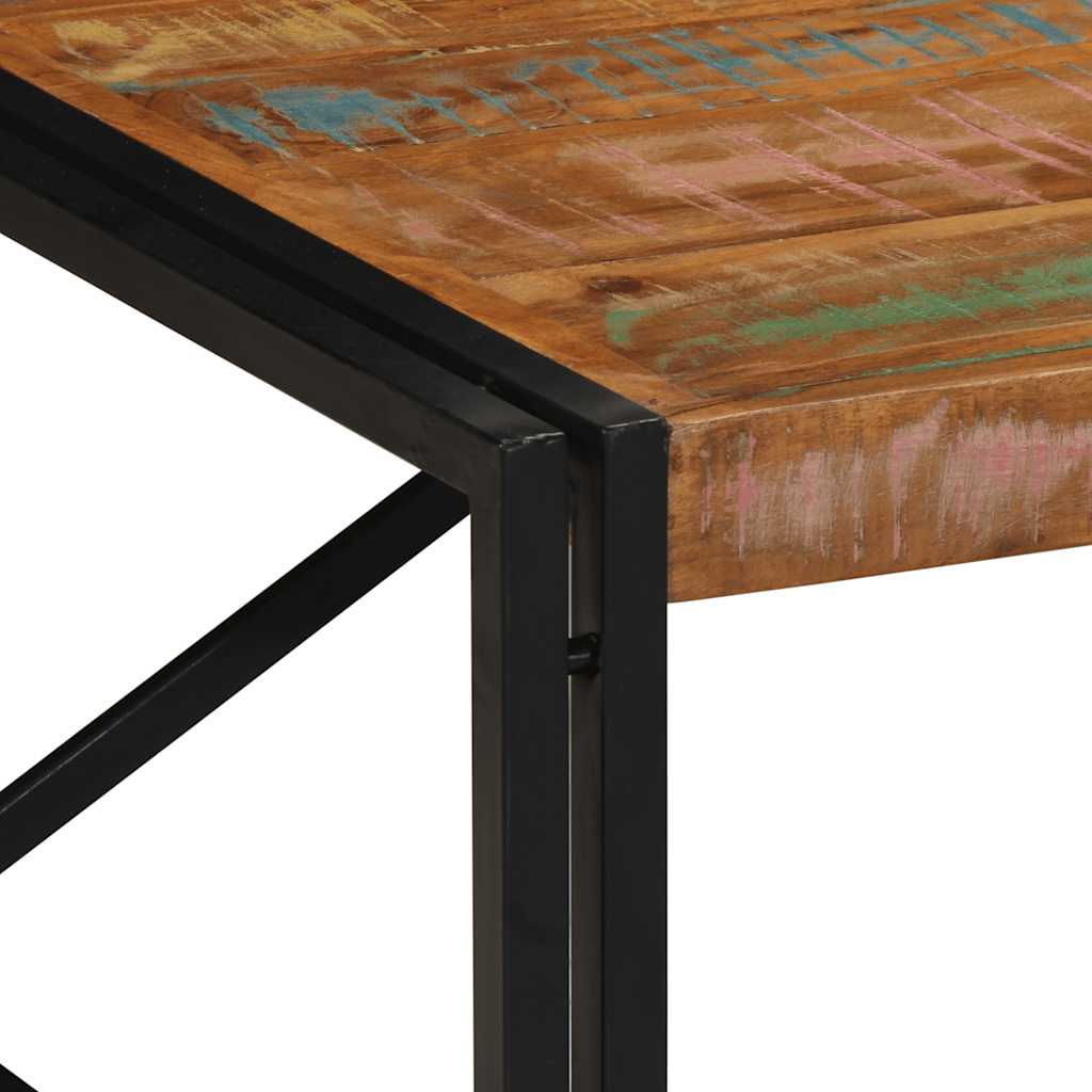 Table basse multicolore 100x100x35 cm bois de récupération bois massif