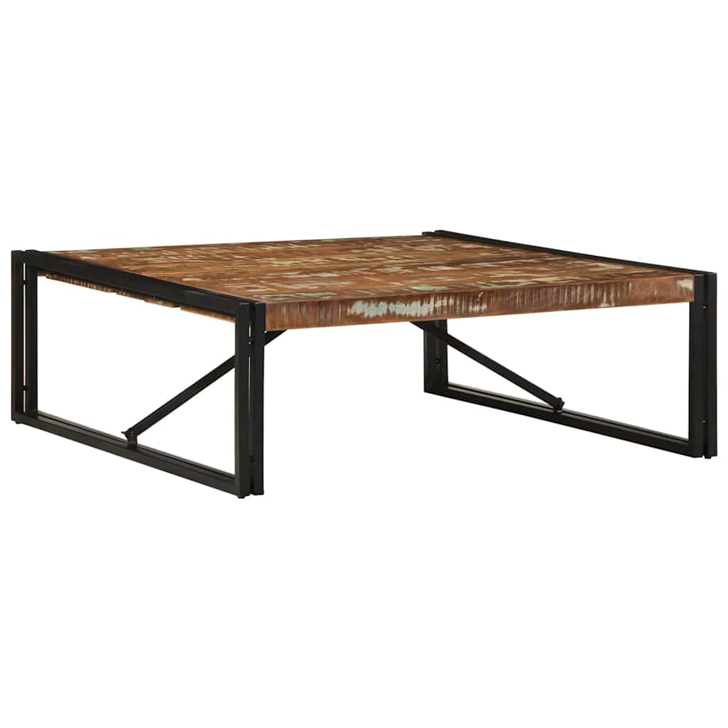 Table basse multicolore 100x100x35 cm bois de récupération bois massif