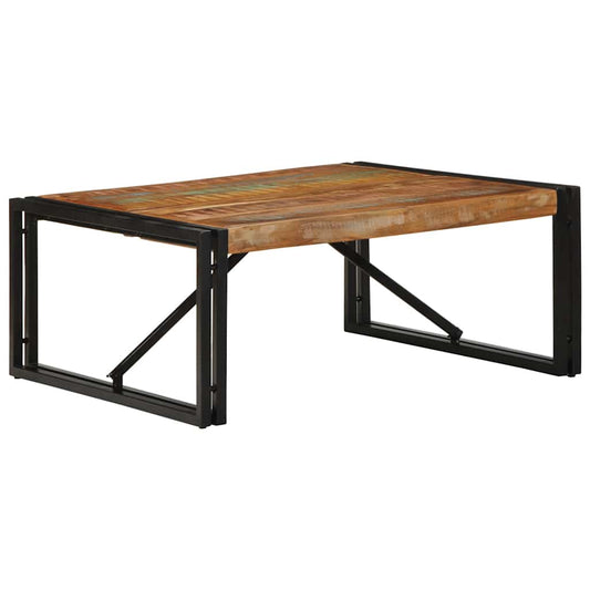 Table basse multicolore 80x80x35 cm bois de récupération bois massif