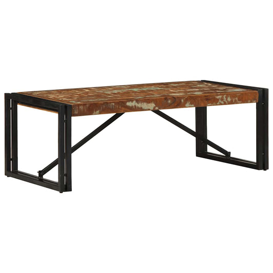 Table basse multicolore 100x50x35 cm bois de récupération bois massif