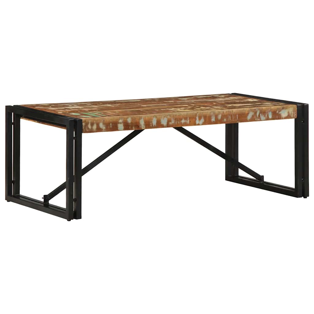 Table basse multicolore 100x50x35 cm bois de récupération bois massif