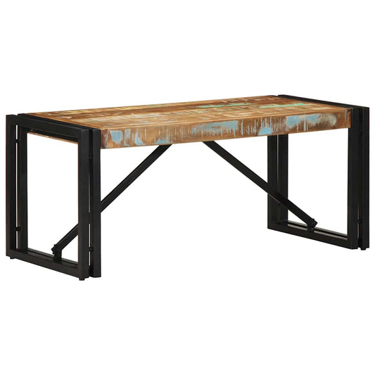 Table basse multicolore 80x40x35 cm bois de récupération bois massif