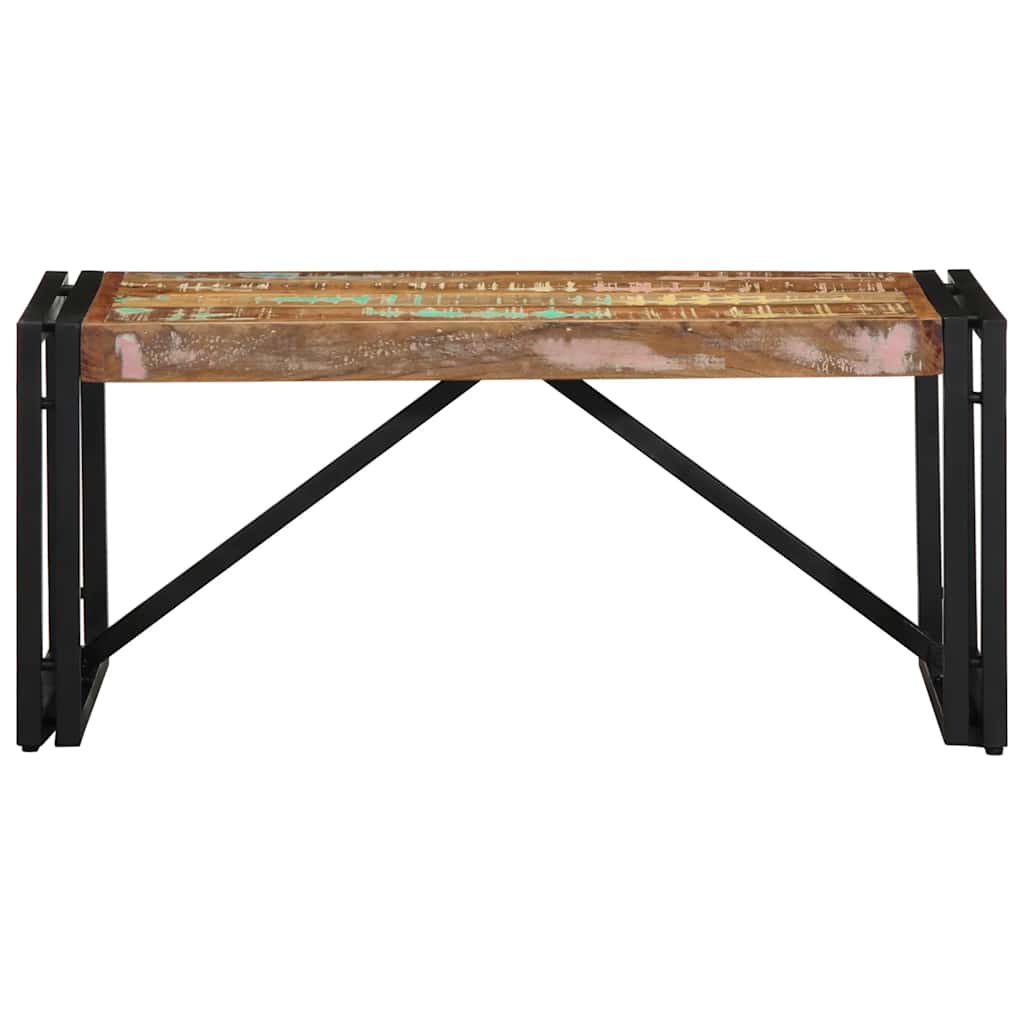 Table basse multicolore 80x40x35 cm bois de récupération bois massif