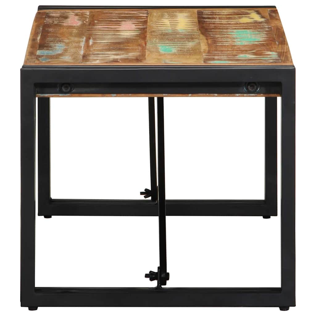 Table basse multicolore 80x40x35 cm bois de récupération bois massif