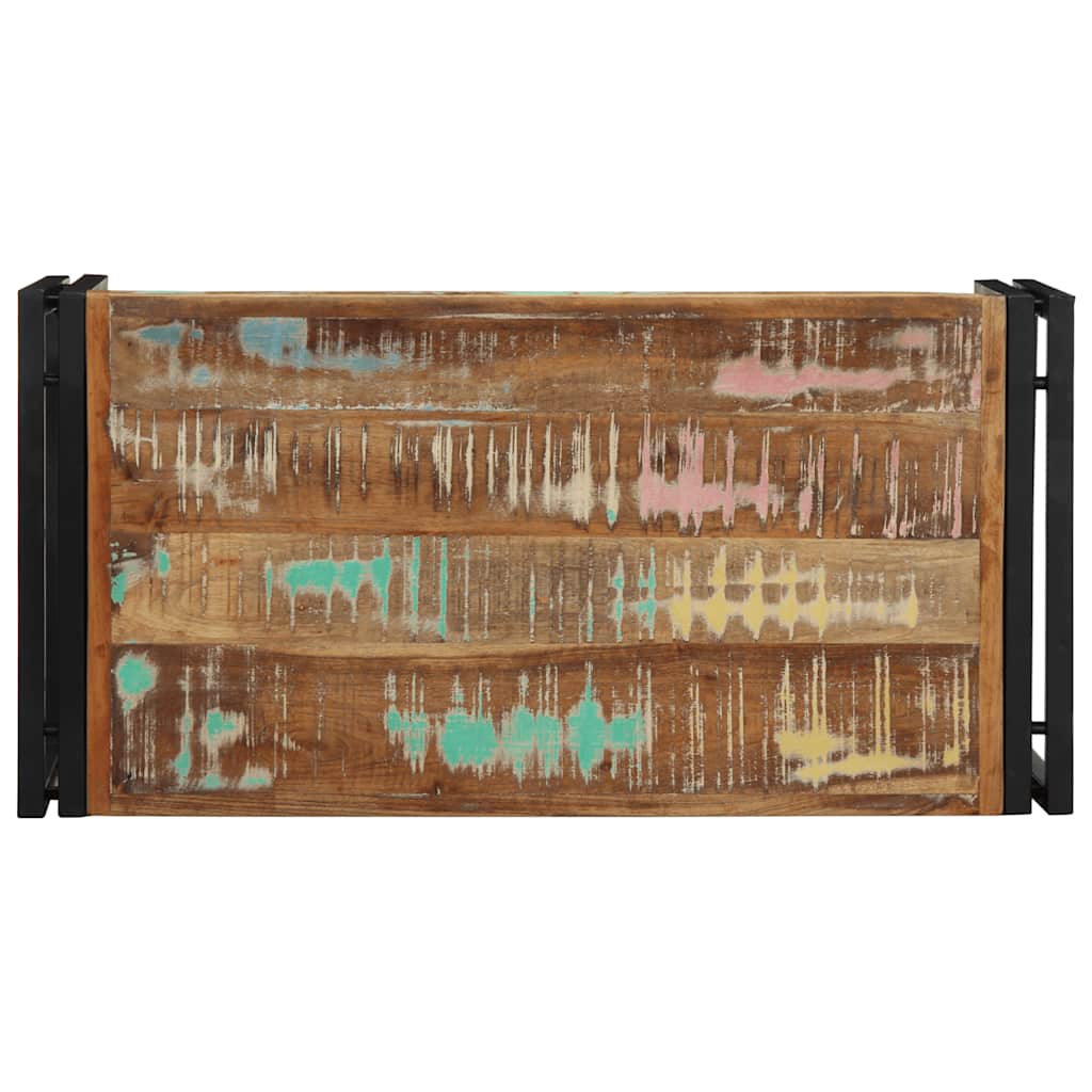 Table basse multicolore 80x40x35 cm bois de récupération bois massif