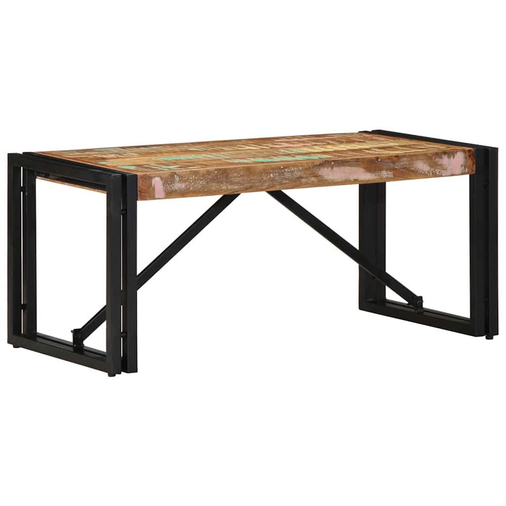Table basse multicolore 80x40x35 cm bois de récupération bois massif