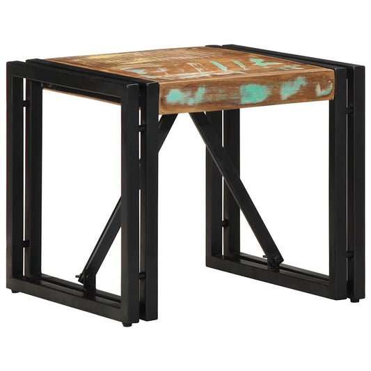 Table basse multicolore 40x40x35 cm bois de récupération bois massif