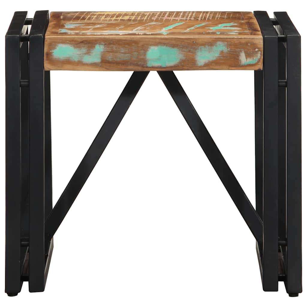 Table basse multicolore 40x40x35 cm bois de récupération bois massif