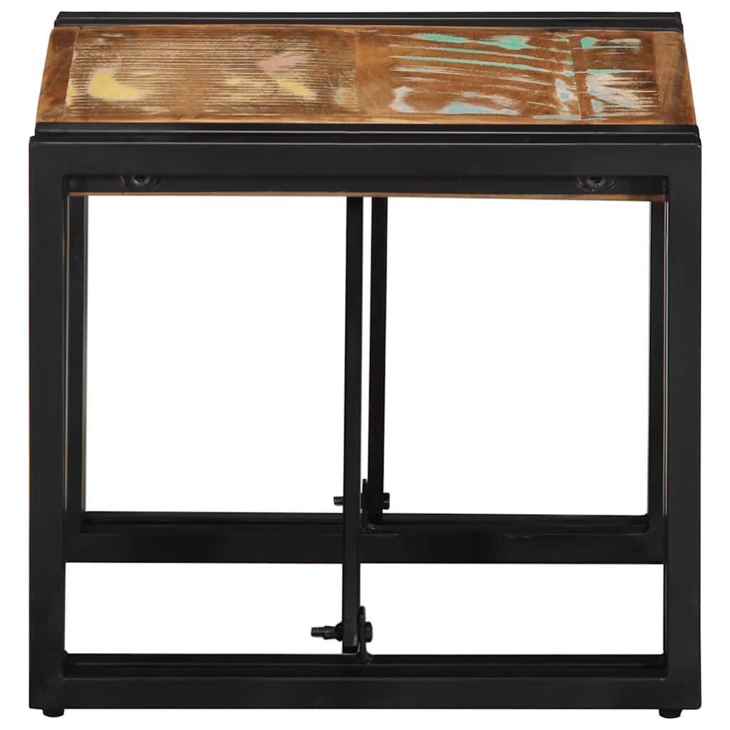 Table basse multicolore 40x40x35 cm bois de récupération bois massif