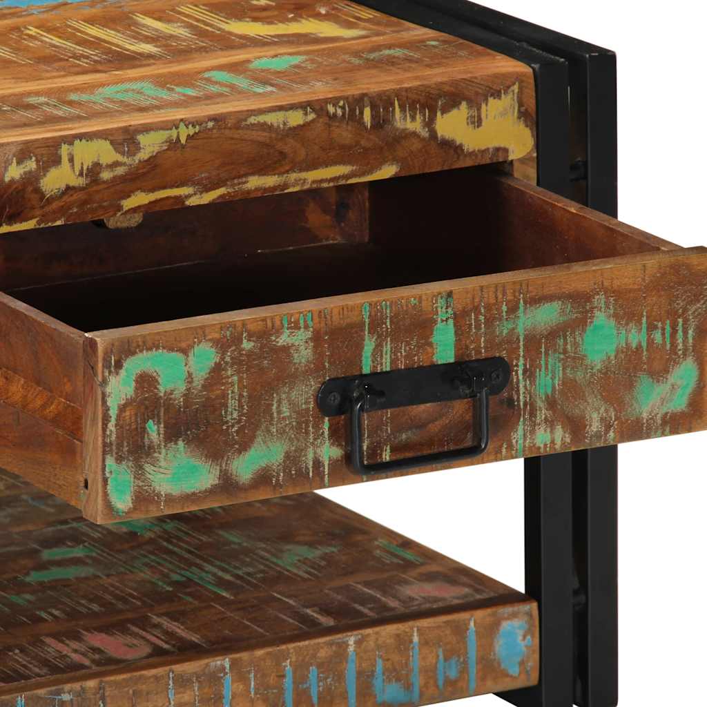 Table basse multicolore 90x50x38 cm en bois massif de récupération