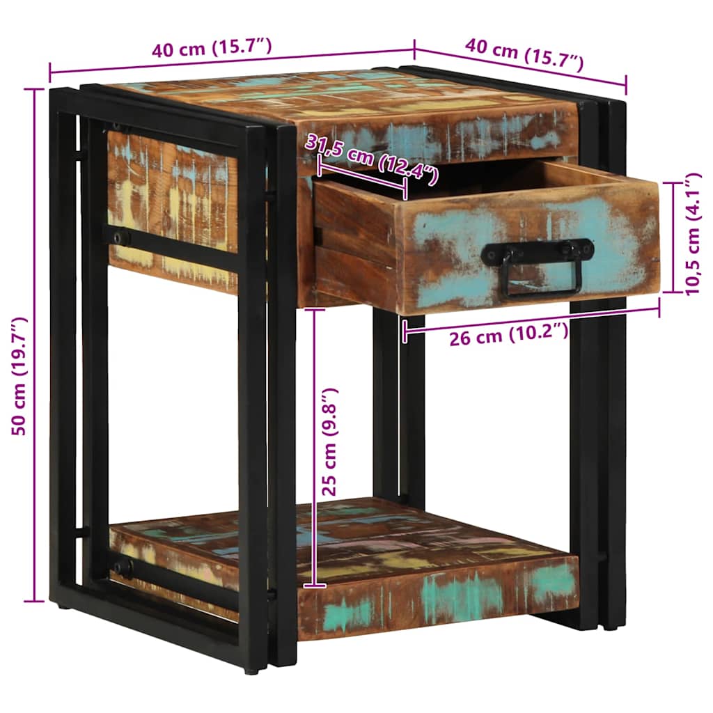Nachttisch 2 pcs 40 x 40 x 50 cm Massives upgecyceltes Holz