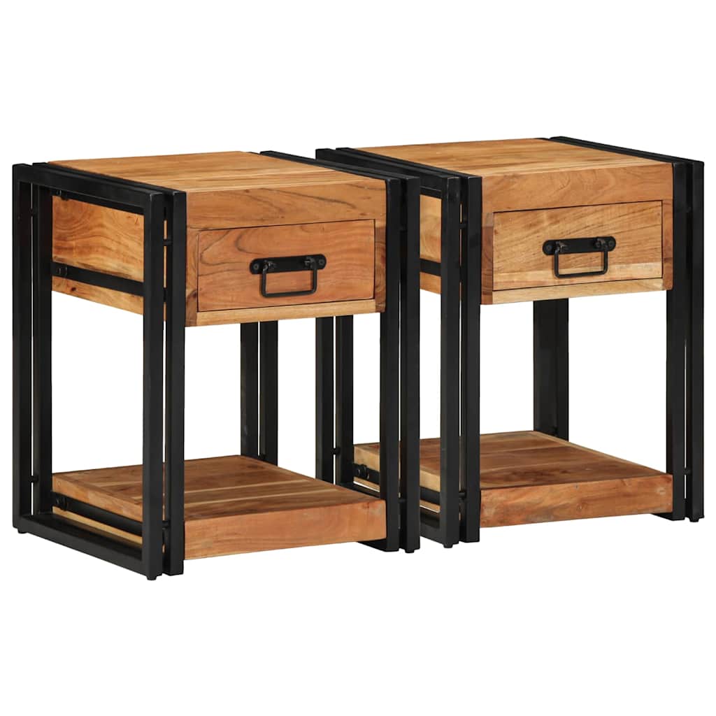 Nachttisch 2 stk. Braun 40 x 40 x 50 cm Massivholz Akazie