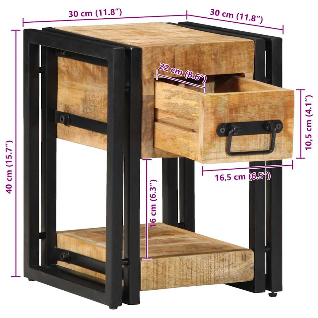 Nachttisch 2 stk. Braun 30 x 30 x 40 cm Massivholz Mango