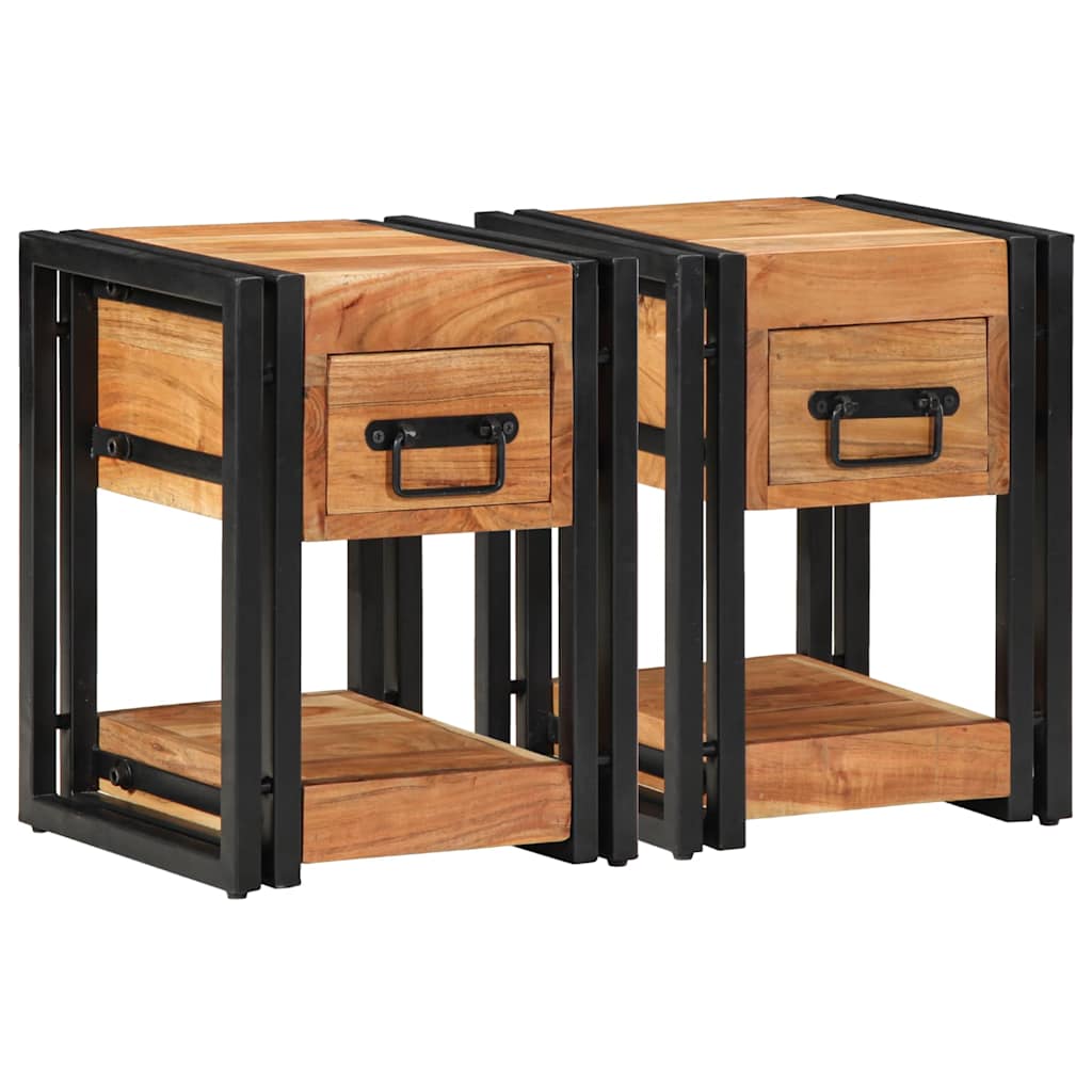 Nachttisch 2 stk. Braun 30 x 30 x 40 cm Massivholz Akazie