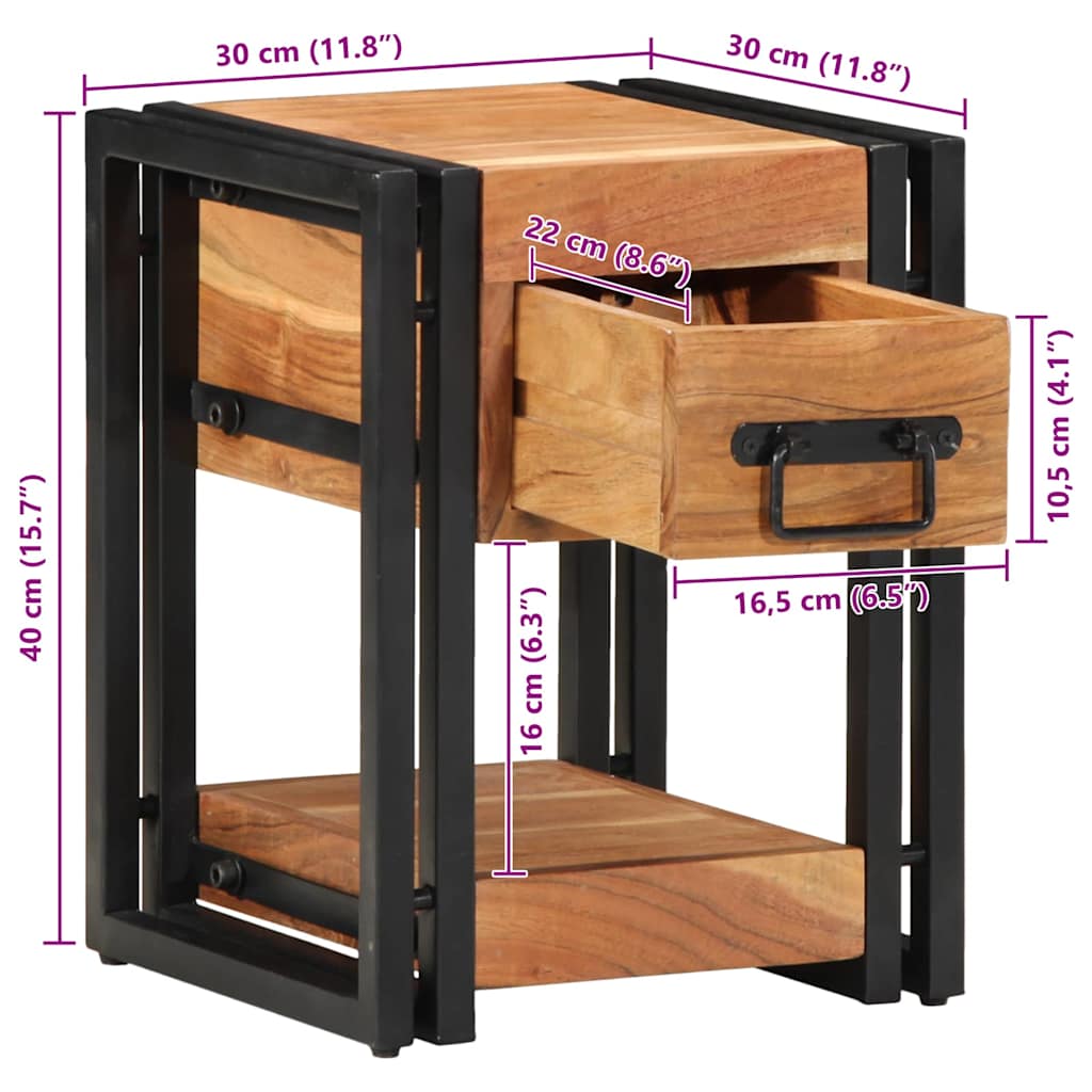 Nachttisch 2 stk. Braun 30 x 30 x 40 cm Massivholz Akazie