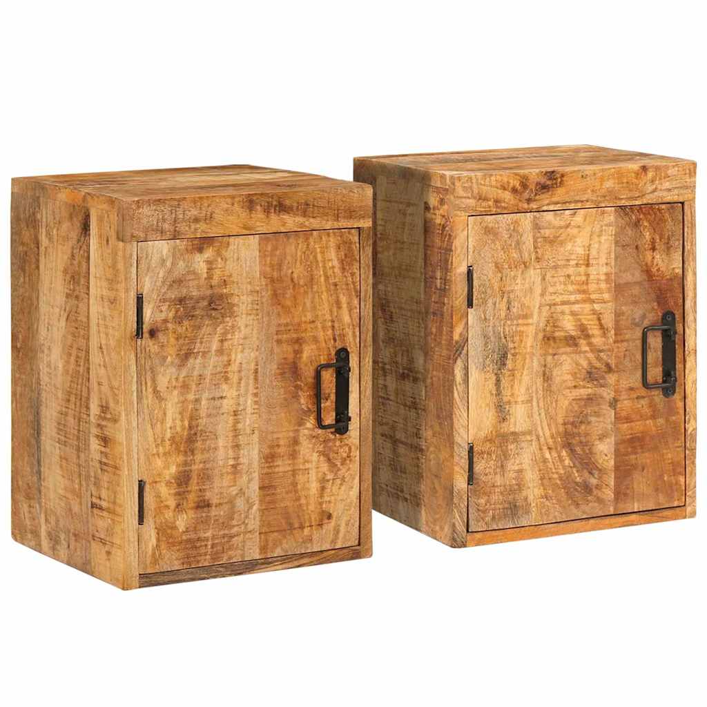 Nachttisch 2 stk. Braun 35 x 33 x 48 cm Massivholz Mango