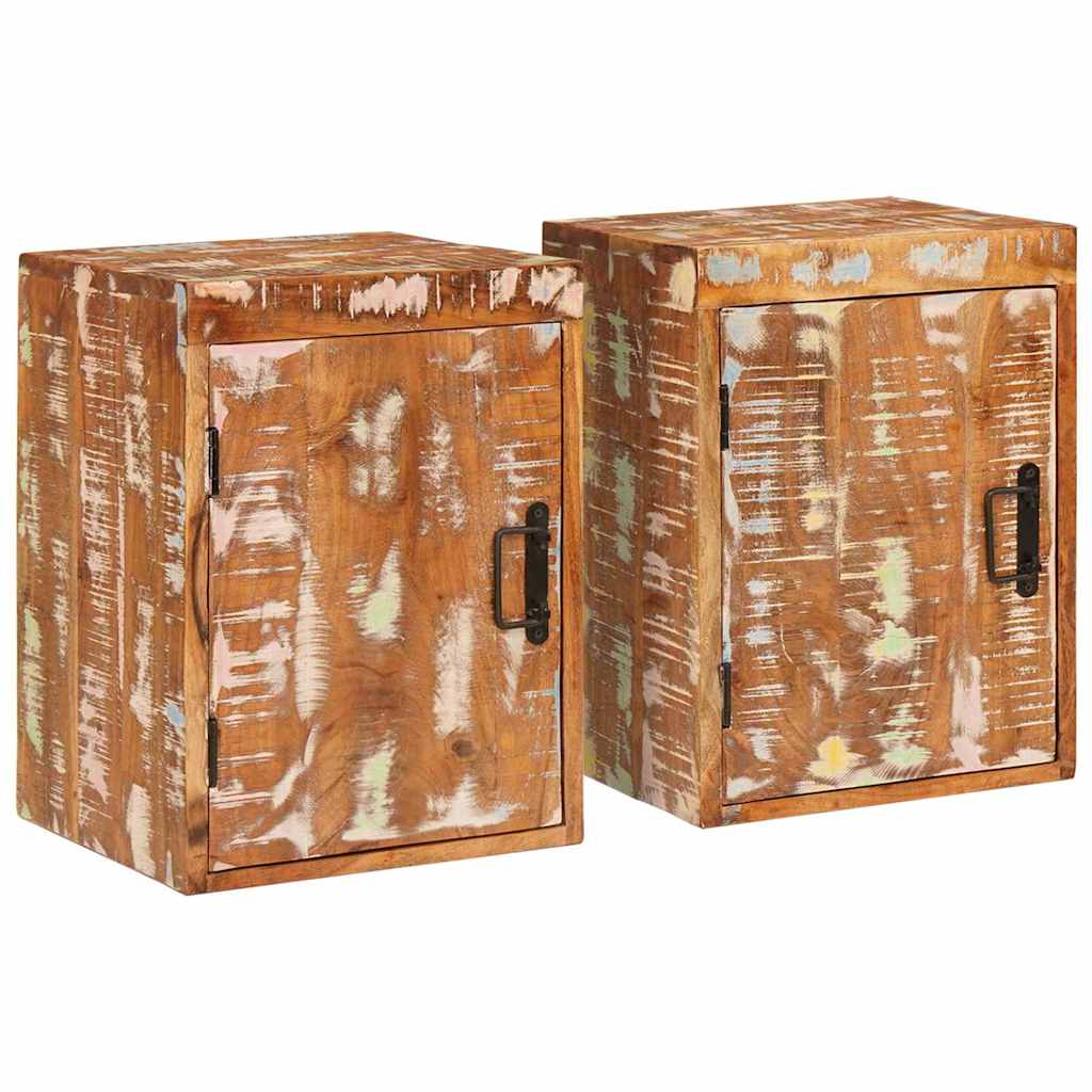 Nachttisch 2 pcs Braun 35 x 33 x 48 cm Massivholz Altholz