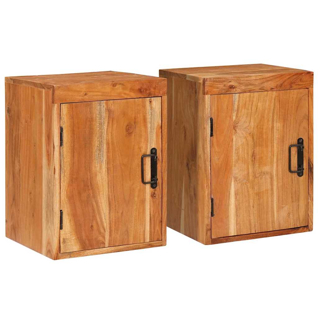 Nachttisch 2 stk. Braun 35 x 33 x 48 cm Massivholz Akazie