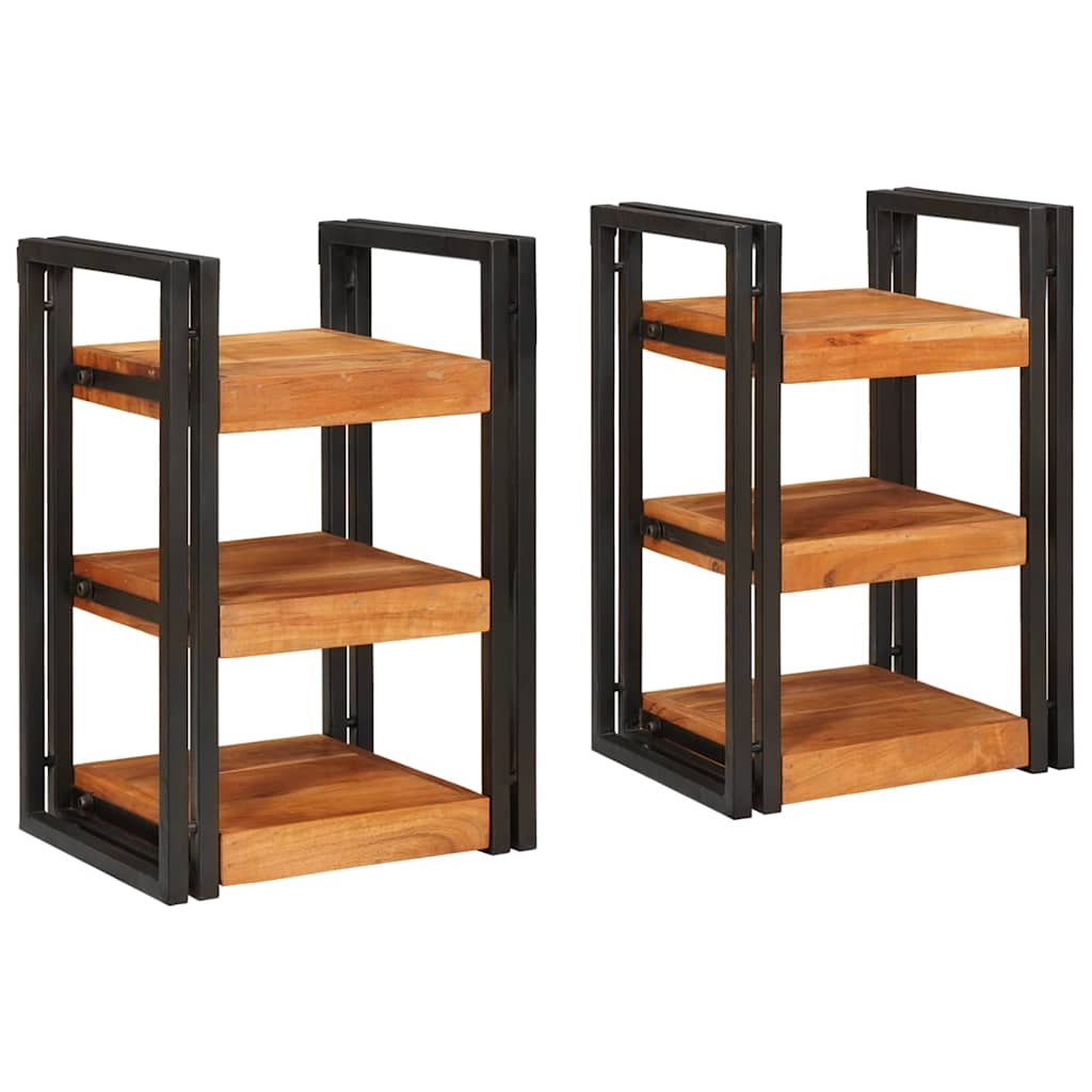 Nachttisch 2 stk. Braun und Schwarz 38 x 33 x 58 cm