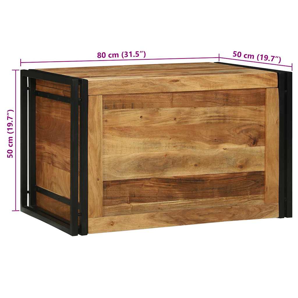 Aufbewahrungsbox Braun und Schwarz 80 x 50 x 50 cm Akazienholz