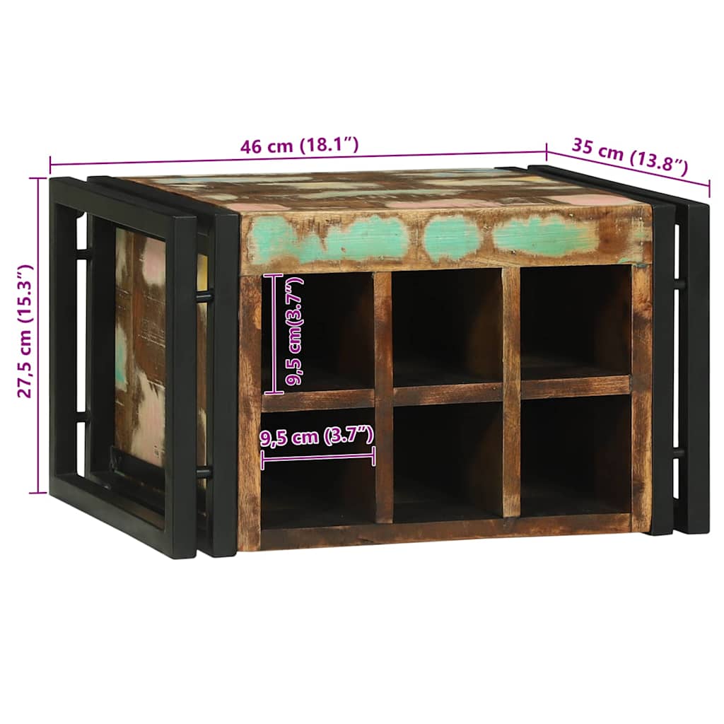 Weinregal 2 stk. 46 x 35 x 27,5 cm Massives upgecyceltes Holz