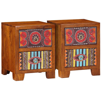 Nachttisch 2 Stk. 35x35x45 cm Massivholz Akazie